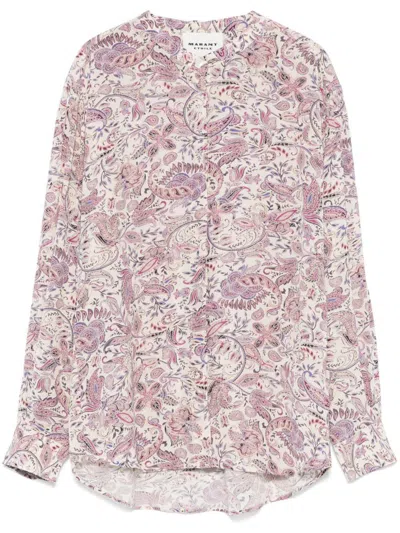 Isabel Marant Étoile Catchell Flared Shirt With Paisley Print In Beige