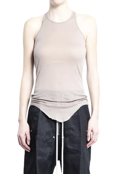 Rick Owens Ribbed Tank Top With Olympic Neckline In Brown