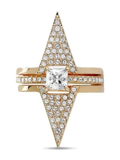 Pre-owned Swarovski Funk Ring Set (set Of Three) In Pink