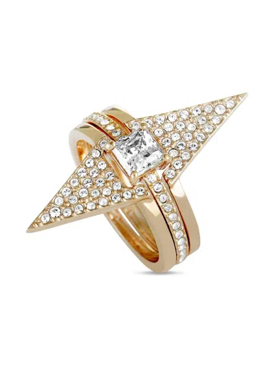 Pre-owned Swarovski Funk Ring Set (set Of Three) In Pink