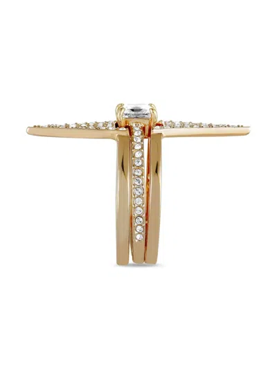 Pre-owned Swarovski Funk Ring Set (set Of Three) In Pink