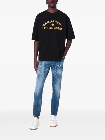 Dsquared2 Logo Graphic Crew Neck Relaxed Fit T-shirt In Black