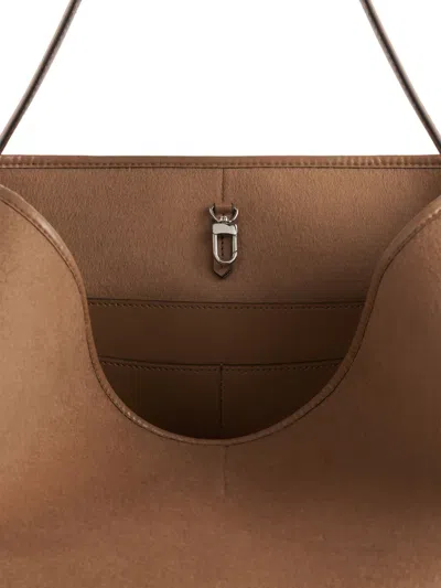 Totême Belted Leather-trimmed Wool Tote Bag In Black