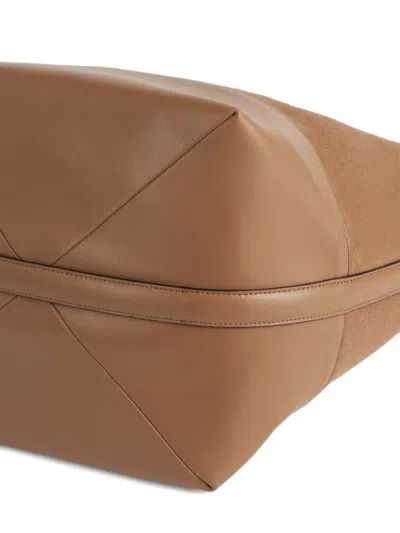 Totême Belted Leather-trimmed Wool Tote Bag In Black