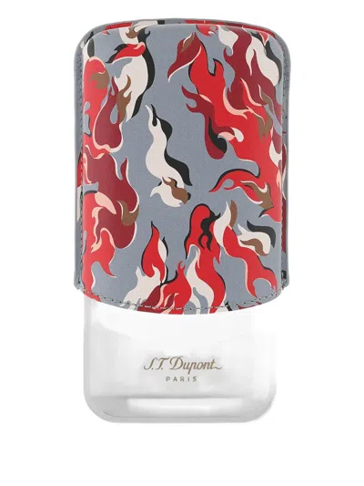 St Dupont Flame-patterned Cigar Holder In Grey
