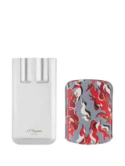 St Dupont Flame-patterned Cigar Holder In Grey