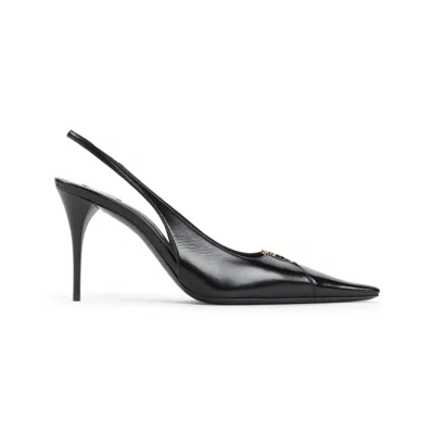 Saint Laurent Women Babylone Breteuil Open Back Pump In Smooth Leather In Black