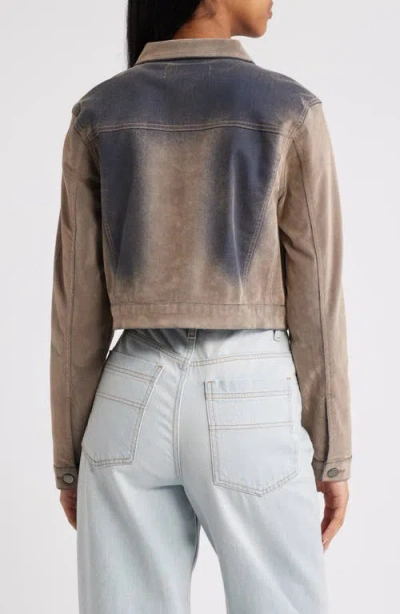 Ptcl Flocked Denim Trucker Jacket In Brown