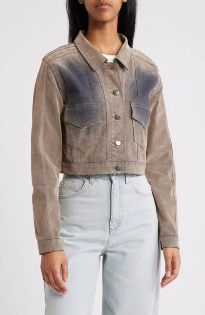 Ptcl Flocked Denim Trucker Jacket In Brown