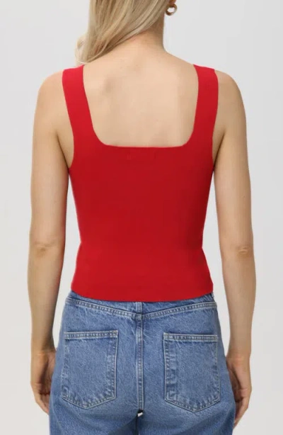 525 Eva Square Neck Crop Rib Tank In Cherry Red