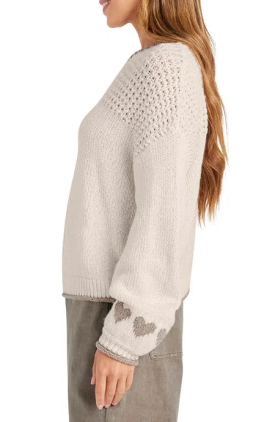 Splendid Charity Hearts Sweater In Oat Heather In Oat Heather