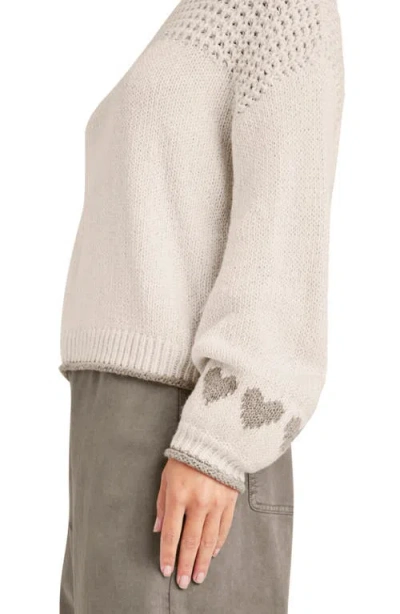 Splendid Charity Hearts Sweater In Oat Heather In Oat Heather