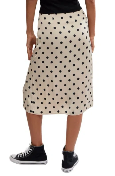 Free People Analise Polka Dot Button-up Midi Skirt In Cream Combo