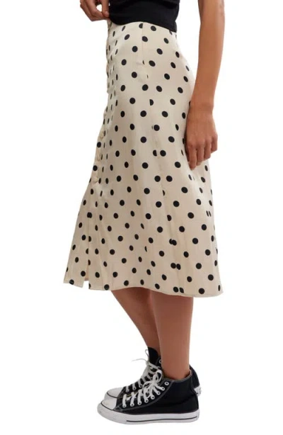 Free People Analise Polka Dot Button-up Midi Skirt In Cream Combo