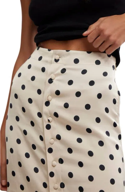 Free People Analise Polka Dot Button-up Midi Skirt In Cream Combo