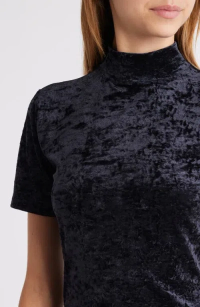 Frame Velvet Turtleneck Mini Dress In Black