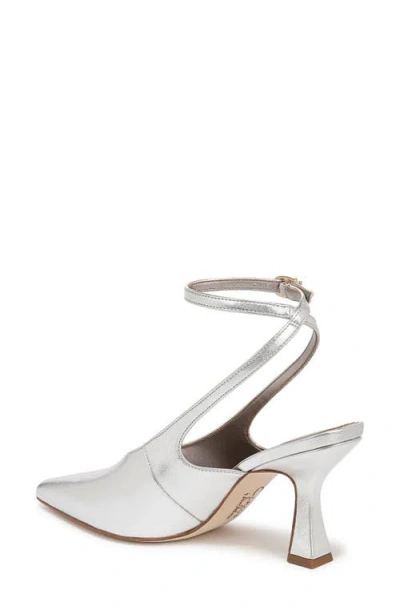 Circus Ny By Sam Edelman Tara Slingback Ankle Wrap Heels In Soft Silver