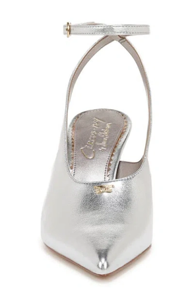 Circus Ny By Sam Edelman Tara Slingback Ankle Wrap Heels In Soft Silver