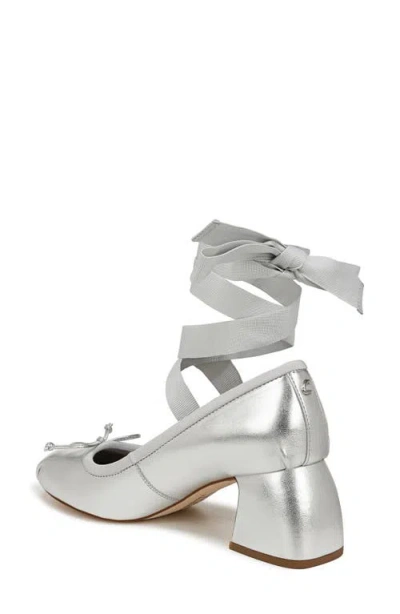 Circus Ny By Sam Edelman Della Lace-up Block-heel Ballet Pumps In Soft Silver