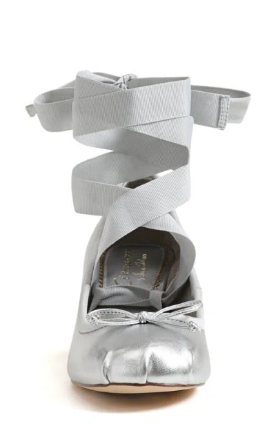 Circus Ny By Sam Edelman Della Lace-up Block-heel Ballet Pumps In Soft Silver