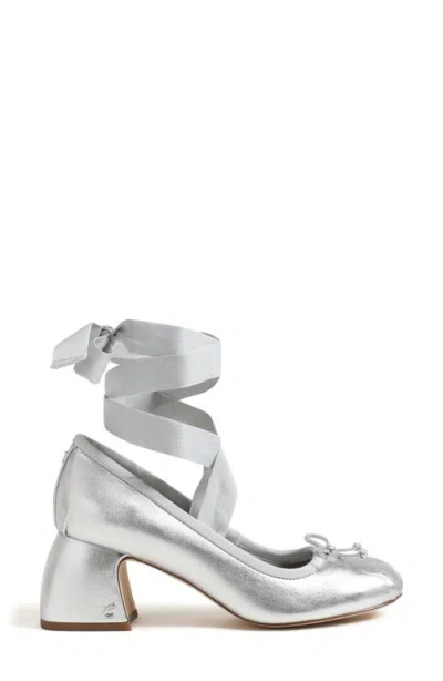 Circus Ny By Sam Edelman Della Lace-up Block-heel Ballet Pumps In Soft Silver