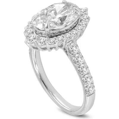 Luvmyjewelry Marcia 14k White Gold Oval Lab Grown Diamond Halo Engagement Ring In 14k White Gold