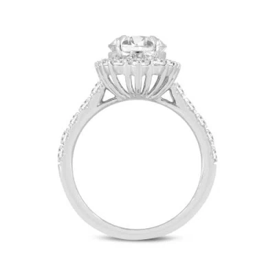 Luvmyjewelry Marcia 14k White Gold Oval Lab Grown Diamond Halo Engagement Ring In 14k White Gold