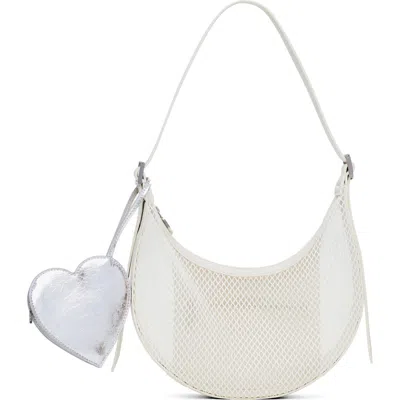 Desigual Fishnet Mesh Shoulder Bag In Light Beige