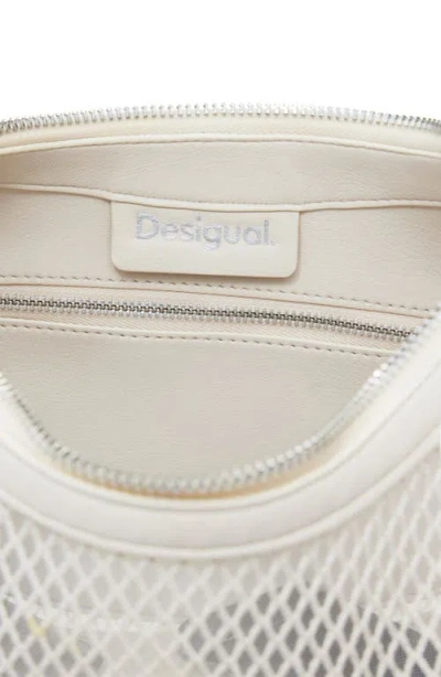 Desigual Fishnet Mesh Shoulder Bag In Light Beige