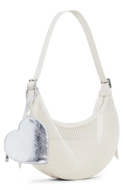 Desigual Fishnet Mesh Shoulder Bag In Light Beige