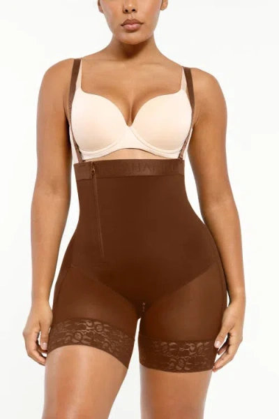 Shapellx Firm Tummy Compression Bodysuit Shaper With Butt Lifter In Mocha