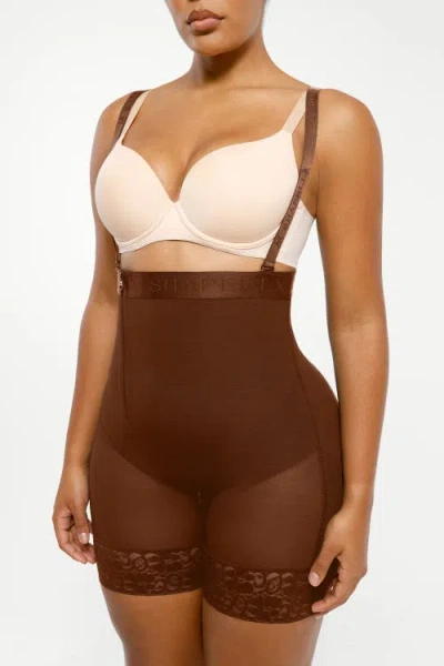 Shapellx Firm Tummy Compression Bodysuit Shaper With Butt Lifter In Mocha