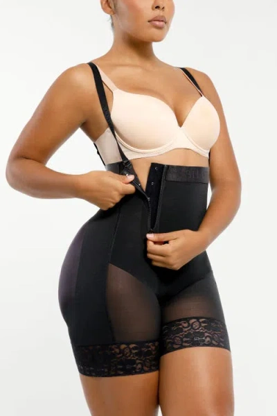 Shapellx Postpartum Side Zipper Support Shorts In Jet Black