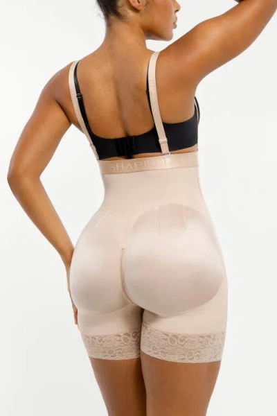 Shapellx Postpartum Side Zipper Support Shorts In Pinkish Beige