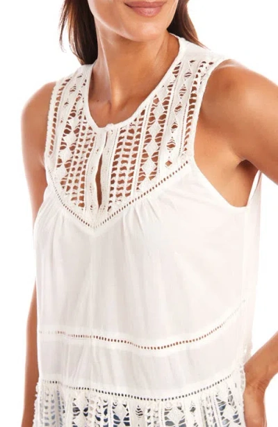Karen Kane Lace Detail Sleeveless Cotton Top In Off White