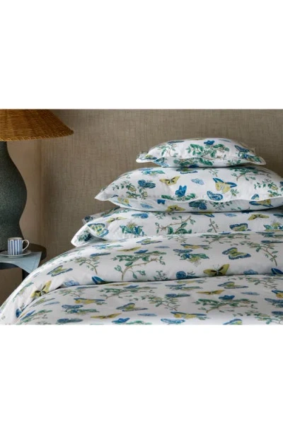 Matouk Baudin Butterfly 500 Thread Count Percale Cotton Flat Sheet In Prussian Blue