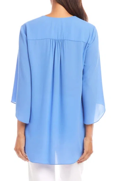 Karen Kane Layered Hem Top In Blue