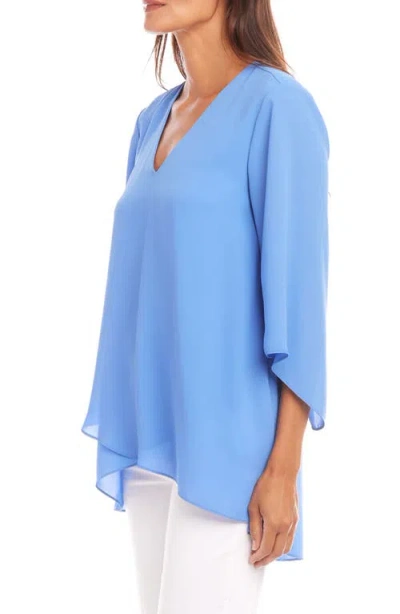 Karen Kane Layered Hem Top In Blue