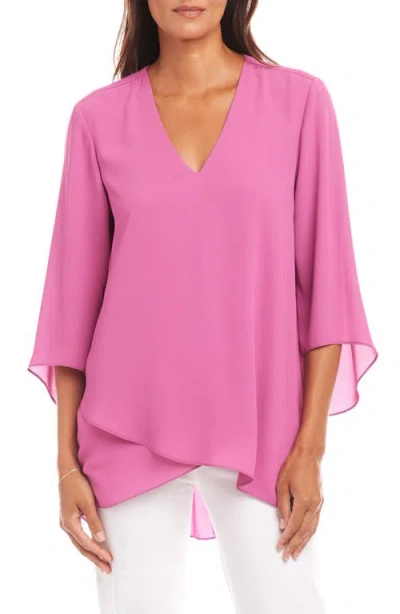 Karen Kane Plus Size Crossover Hem Top In Pink