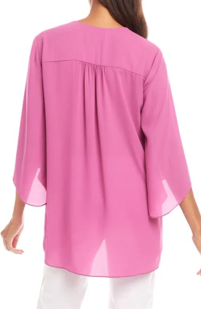 Karen Kane Plus Size Crossover Hem Top In Pink