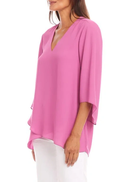 Karen Kane Plus Size Crossover Hem Top In Pink