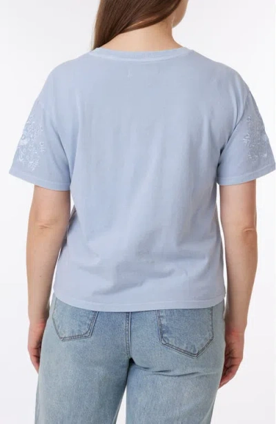 C&c California C & C California Toni Floral Embroidered Sleeve Boxy Cotton T-shirt In Eventide