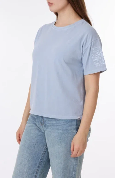 C&c California C & C California Toni Floral Embroidered Sleeve Boxy Cotton T-shirt In Eventide