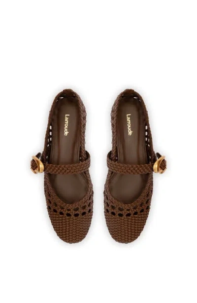 Larroude Verona Macrame Flats Burnt Umber In Burnt Umber