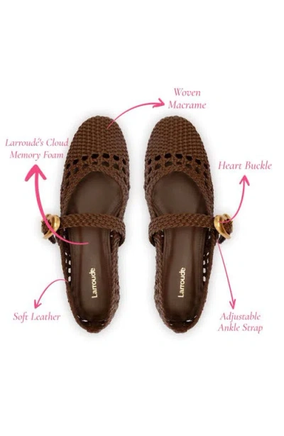 Larroude Verona Macrame Flats Burnt Umber In Burnt Umber
