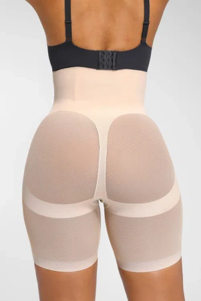 Shapellx Mesh Smooth Butt-lifting Shorts In Sand