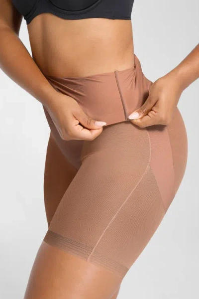Shapellx Mesh Smooth Butt-lifting Shorts In Sienna Brown