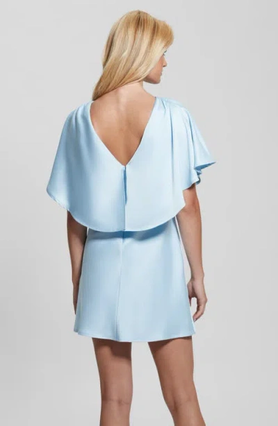Guess Jasmine Flutter Sleeve Satin Minidress In Subtle Blue