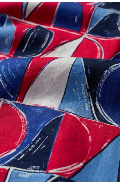 Seasalt Cornwall Colour Study Geo Print Linen Top In Sail Geo Scarlet