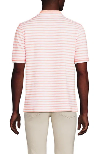 Lands' End Short Sleeve Comfort-first Mesh Polo Shirt In White/crisp Peach Stripe